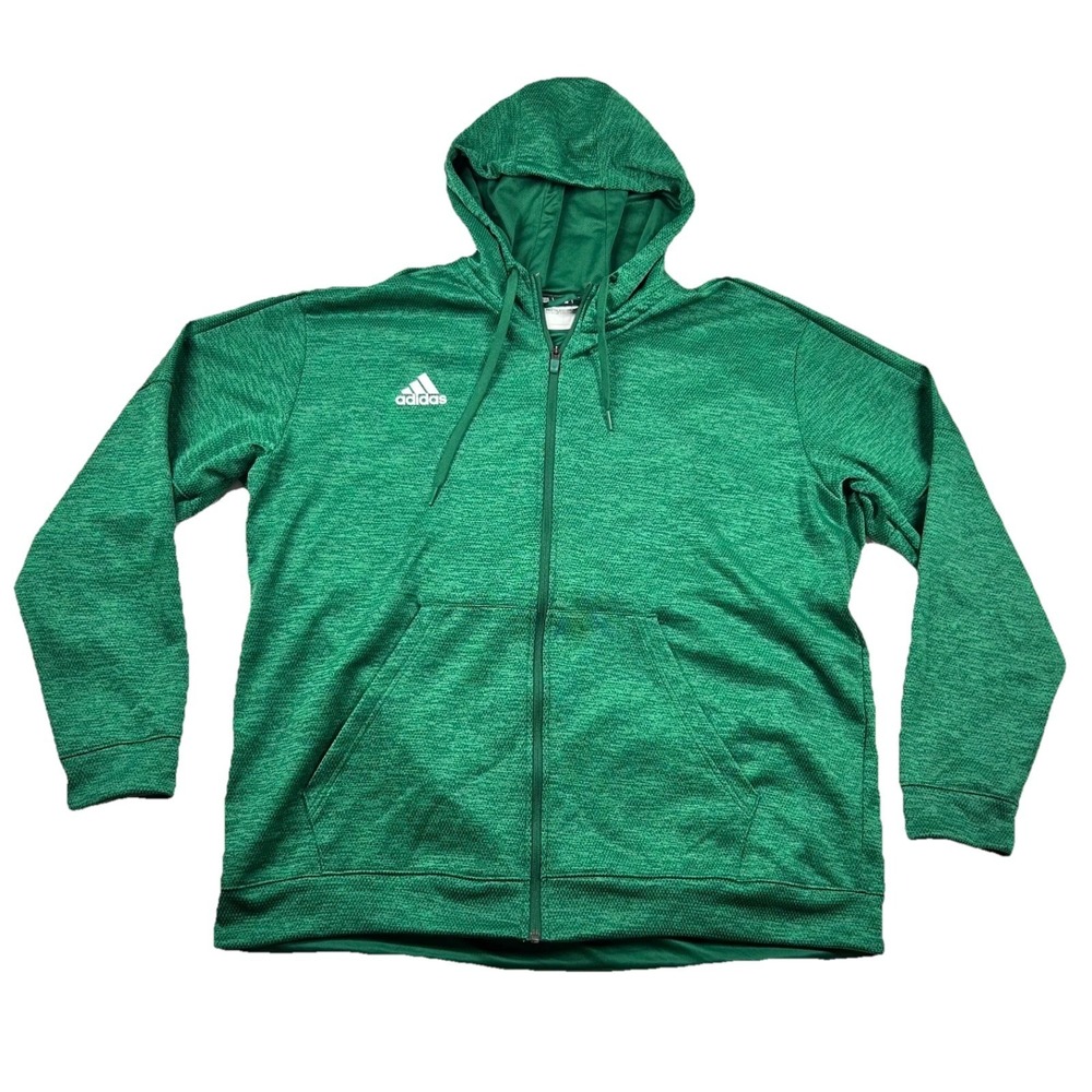Adidas Jacket Mens 2xl Full Zip Hoodie Emerald Green Soccer Warmup Training